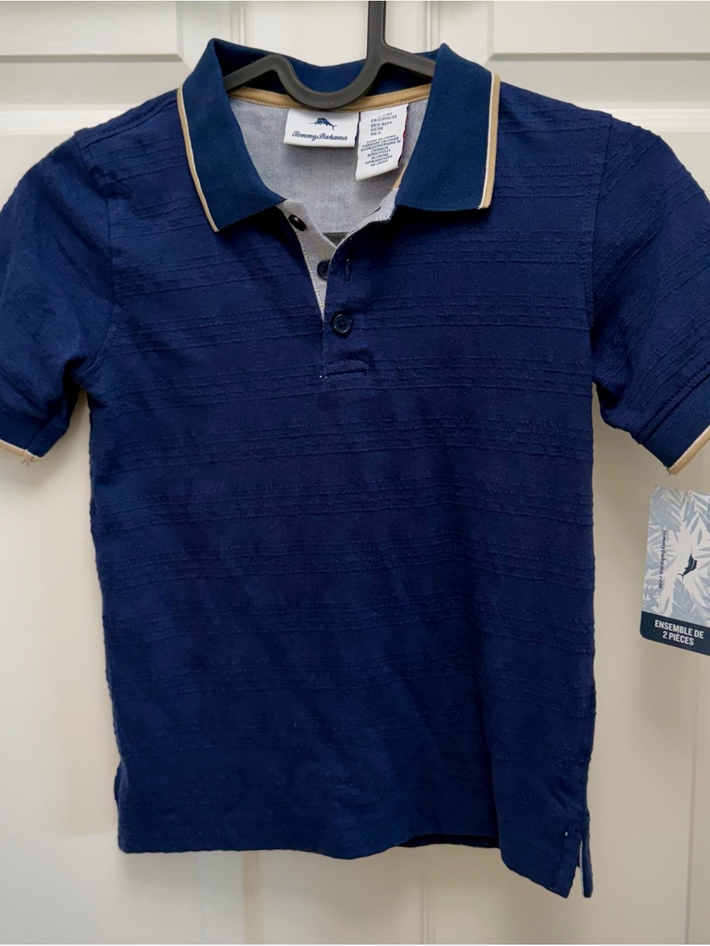 Tommy Bahama Boys Navy Collared Polo Shirt with Contrast Trim - NWT
